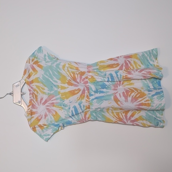 Nautica Girls Rainbow Short Sleeve Jersey Tee Dress with Elastic Cinched Waist - Picture 5 of 5